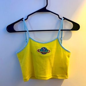 Super cropped yellow space tank